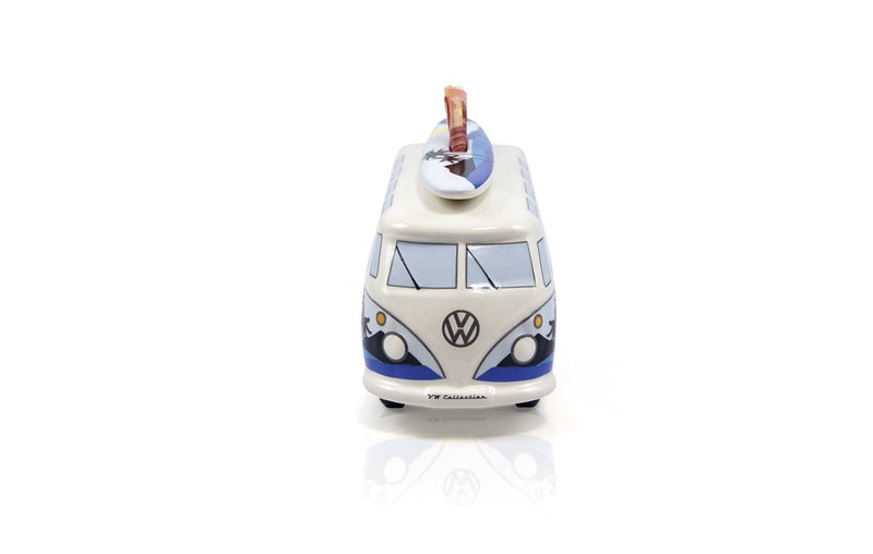 BRISA VW Collection - Volkswagen Savings Bank Piggy Bank Money Coin Box with Surfboard in T1 Bus Samba Design (Surf/Blue) - Image 2